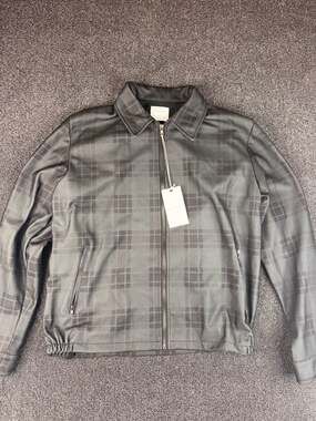 Craft + Flow Plaid Zip Jacket Size XL Black Gray Collared Full Zip